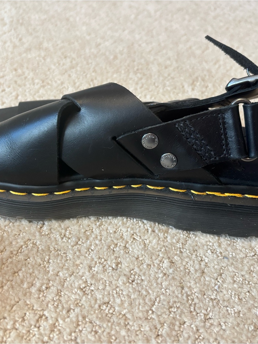 Dr. Martens Black Leather Cross-Strap Sandals - Picture 2 of 5